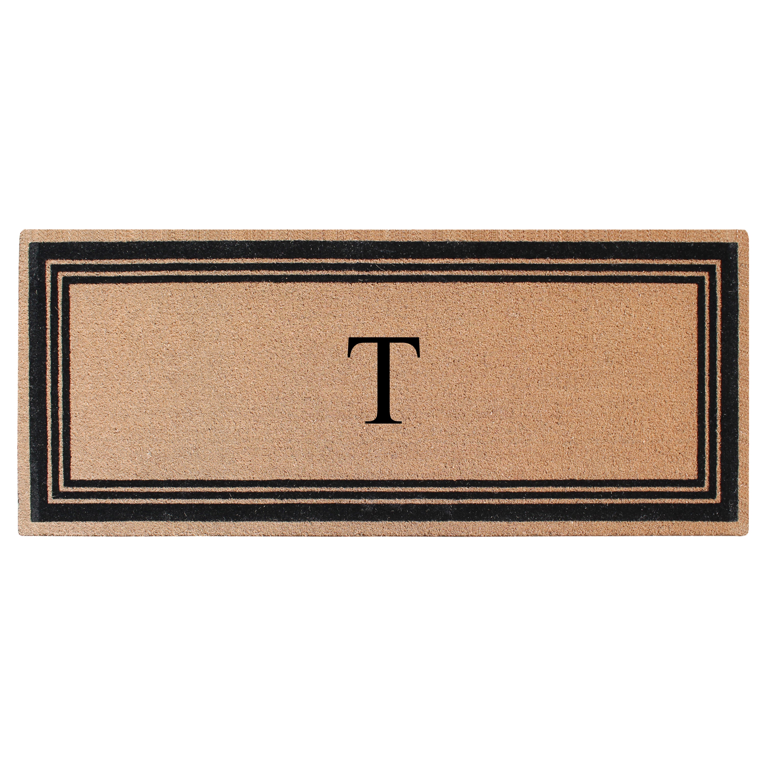 A1HC Personalized Monogrammed Coir Doormat – Classic Border Coco Fiber Outdoor Front Door Mat