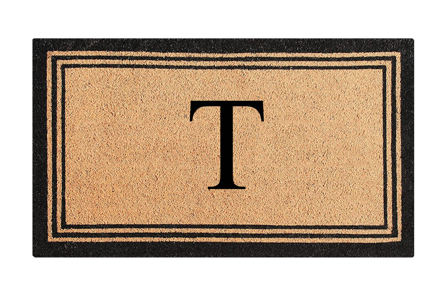 A1HC Personalized Monogram Coir Door Mat – Front Door Mat with Border Design, PVC Backing Outdoor Entryway Doormat