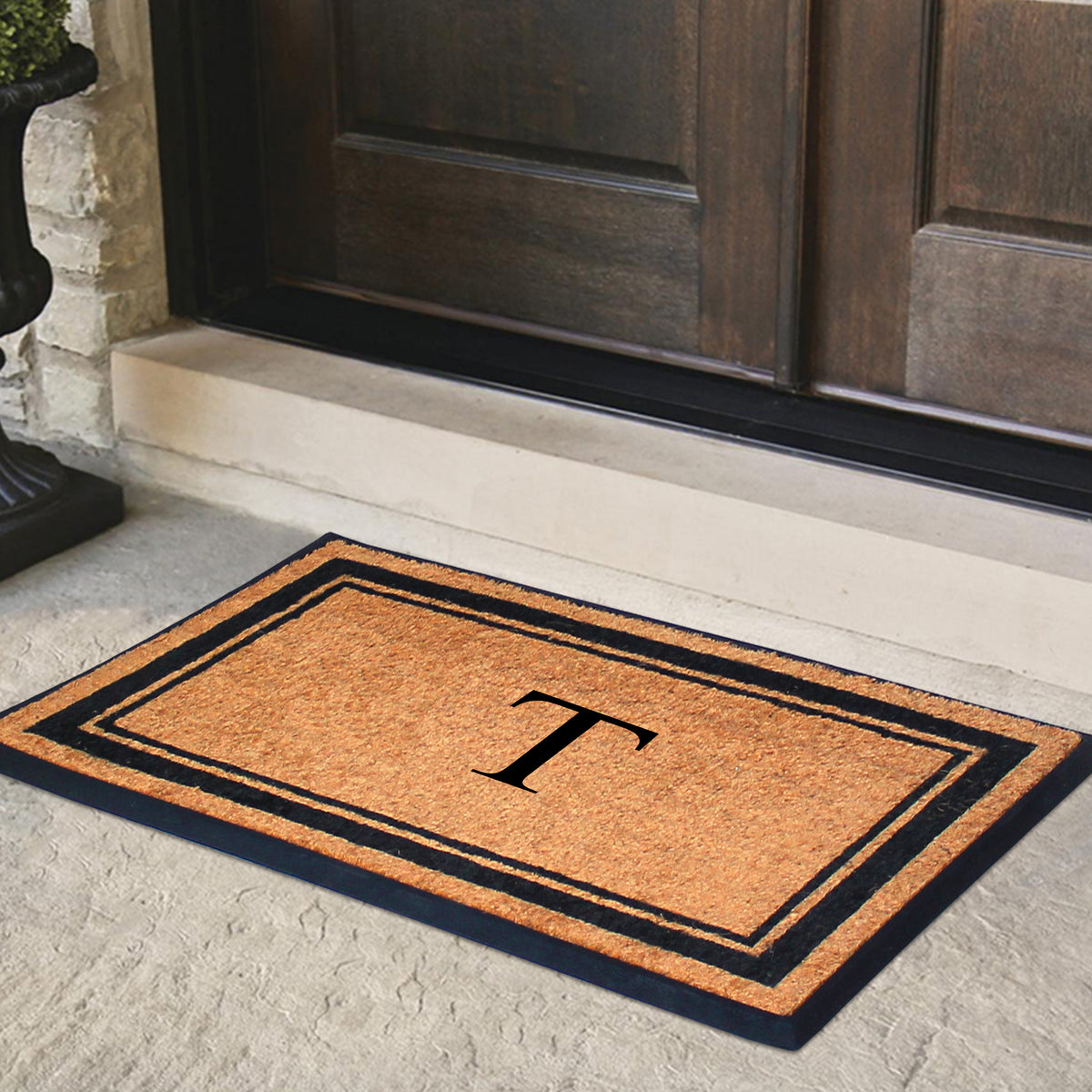 A1HC Personalized Monogram Rubber Coir Door Mat 30" x 48" – Custom Front Door Mat with Non-Slip Rubber Backing for Entryway, Porch & Patio