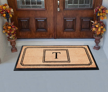 A1HC Natural Coir Monogrammed Heavy Duty Entrance Door Mat 24X48, Anti-Shed Treated Durable Doormat