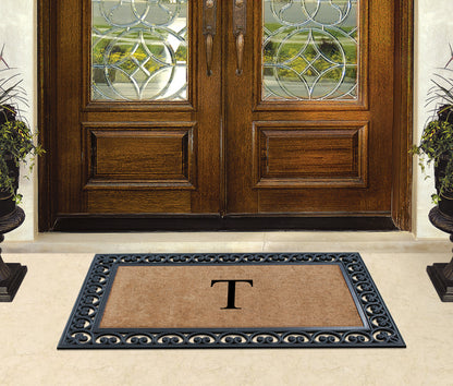 A1HC Natural Rubber & Coir 30x48, Monogrammed Doormat For Outdoor Entrance, Anti-Shed Treated Mat