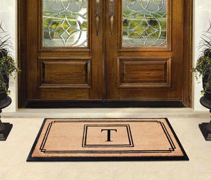 A1HC Natural Coir Monogrammed Heavy Duty Entrance Door Mat 24X48, Anti-Shed Treated Durable Doormat