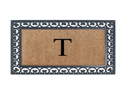 A1HC Natural Rubber & Coir 30x48, Monogrammed Doormat For Outdoor Entrance, Anti-Shed Treated Mat