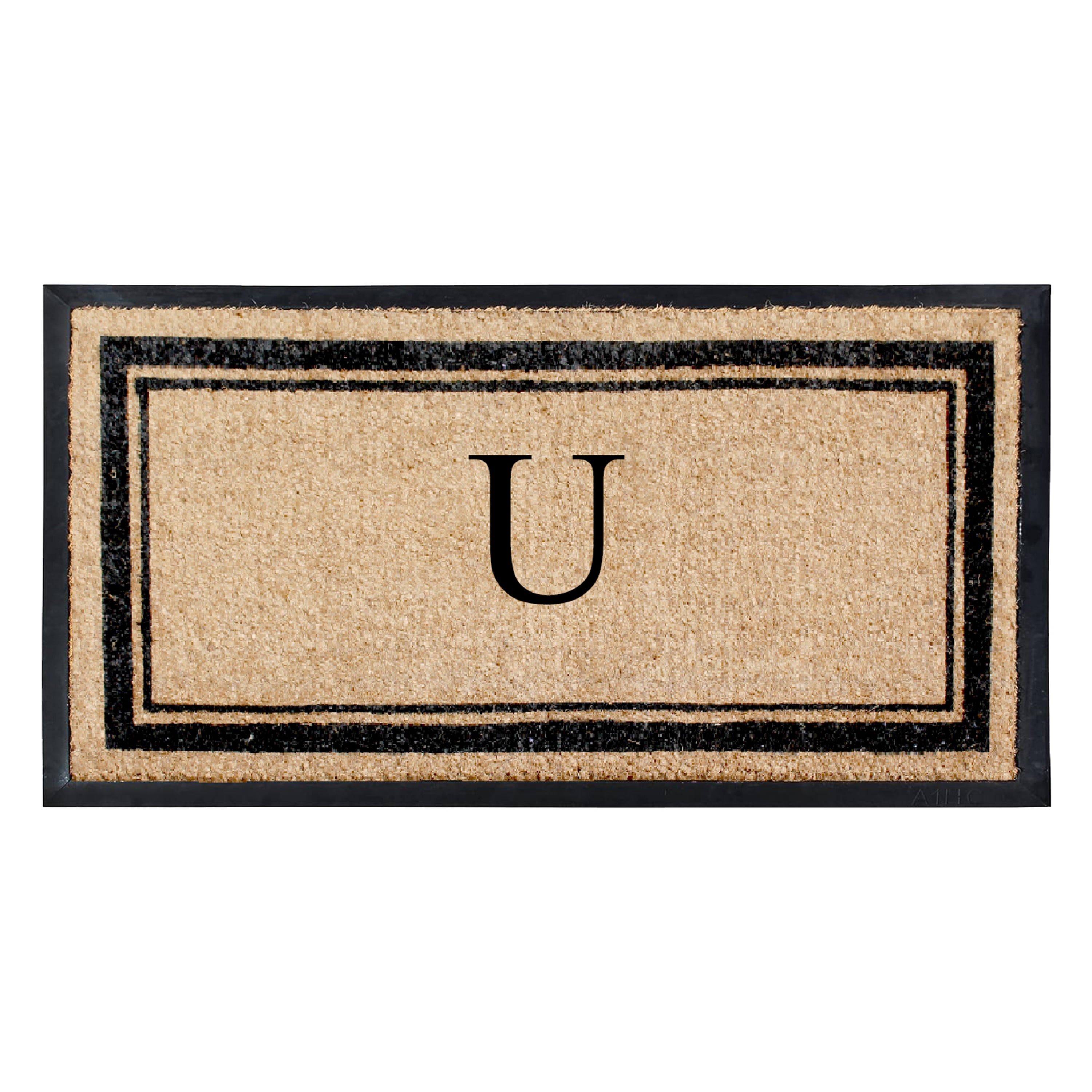 A1HC Luxury Monogrammed Natural Coir Doormat with Heavy-Duty Rubber Border