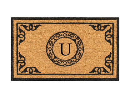 A1HC Natural Coir Door Mat 24x39, Anti-Shed Treated Durable Doormat for Outdoor Entrance Monogrammed