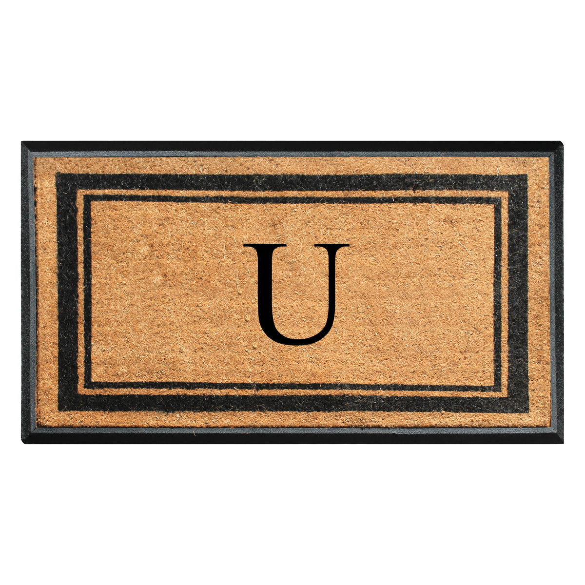 A1HC Personalized Monogram Rubber Coir Door Mat 30" x 48" – Custom Front Door Mat with Non-Slip Rubber Backing for Entryway, Porch & Patio