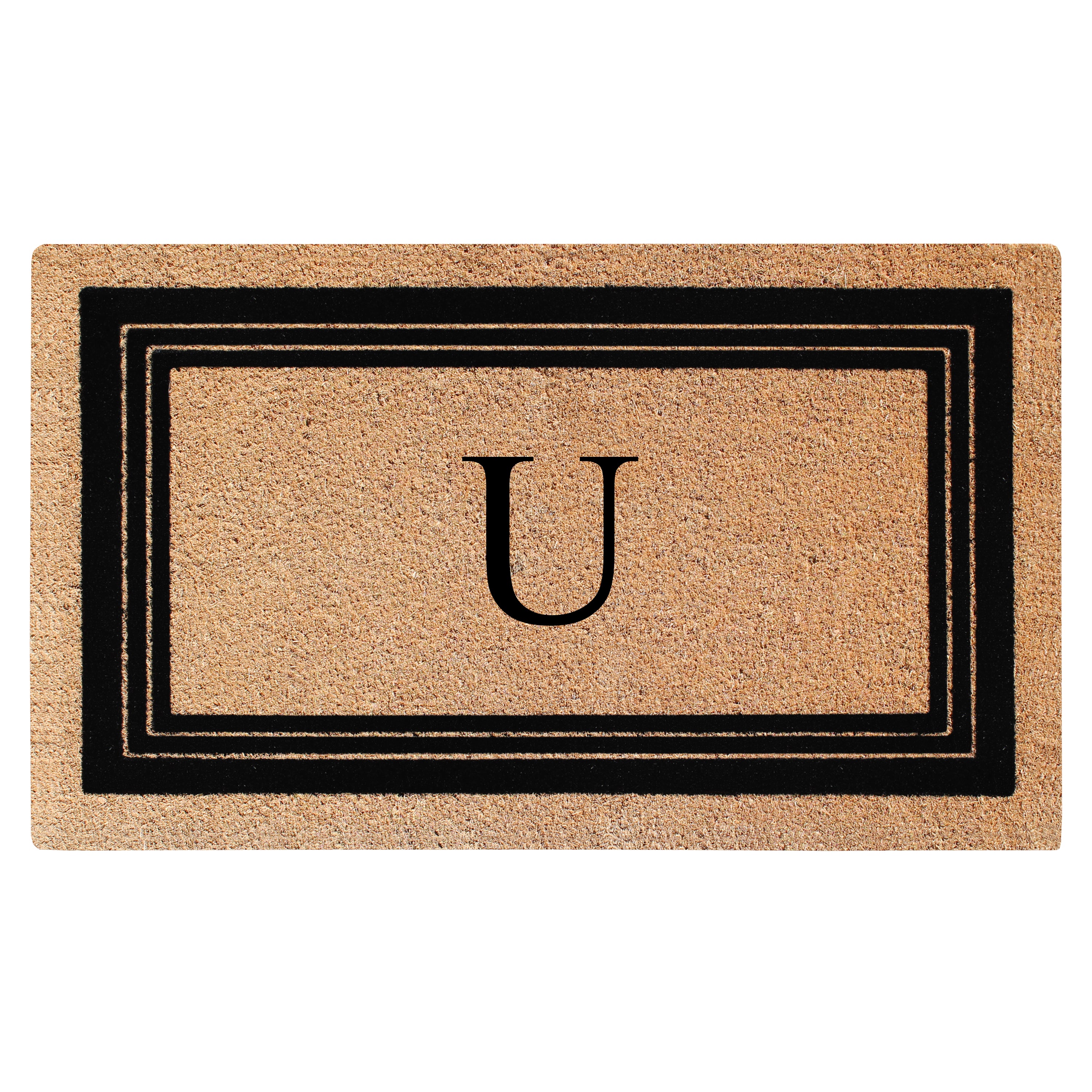 A1HC Personalized Monogrammed Coir Doormat 24" x 39" – Classic Border Coco Fiber Outdoor Front Door Mat
