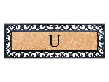 A1HC Rubber Coir Doormat For Outdoor Entrance, Anti-Shed Treated Front Door Mat 18x48, Monogrammed