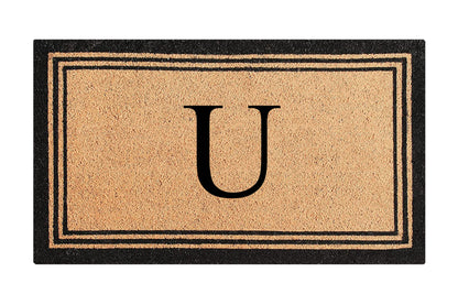 A1HC Personalized Monogram Coir Door Mat – Front Door Mat with Border Design, PVC Backing Outdoor Entryway Doormat