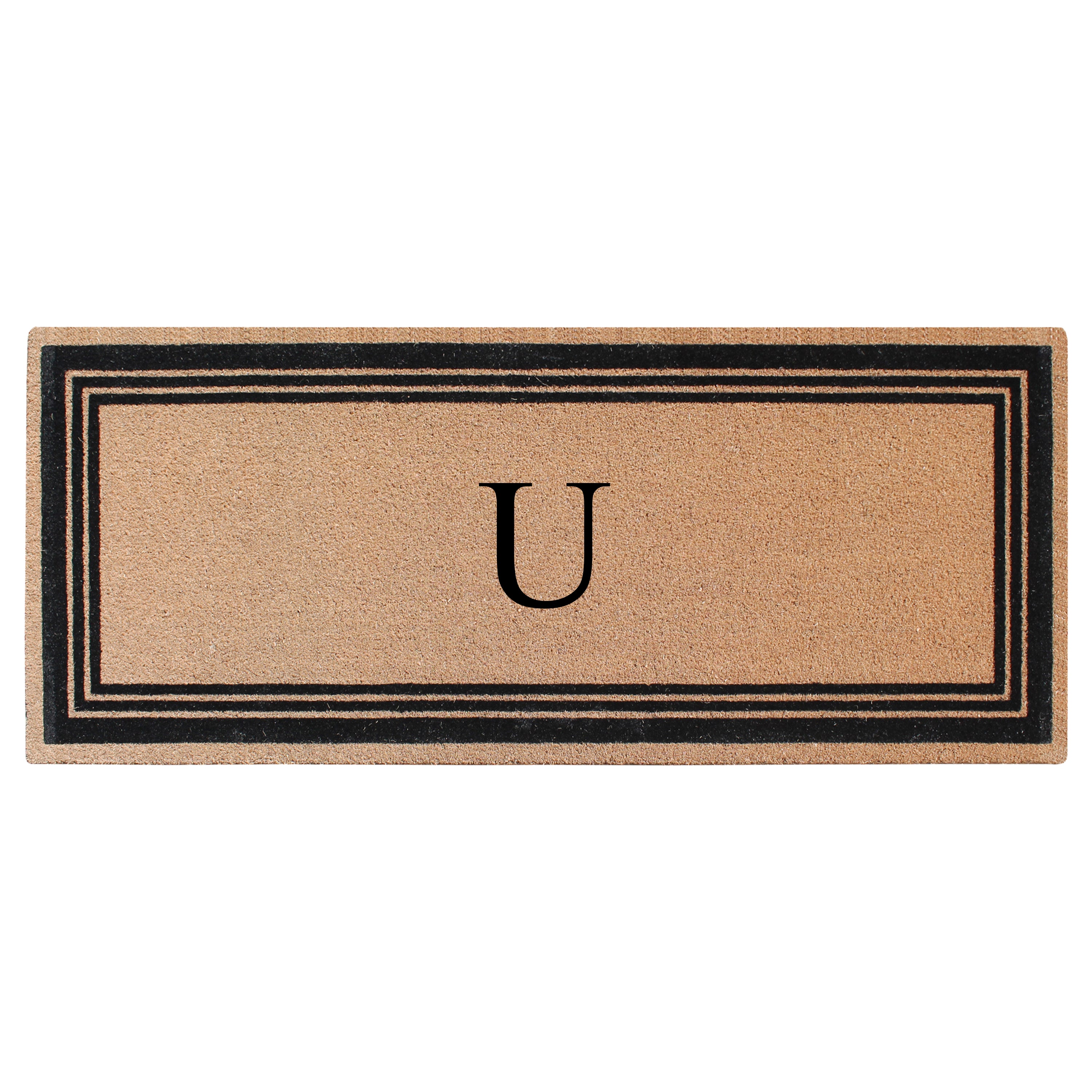 A1HC Personalized Monogrammed Coir Doormat – Classic Border Coco Fiber Outdoor Front Door Mat