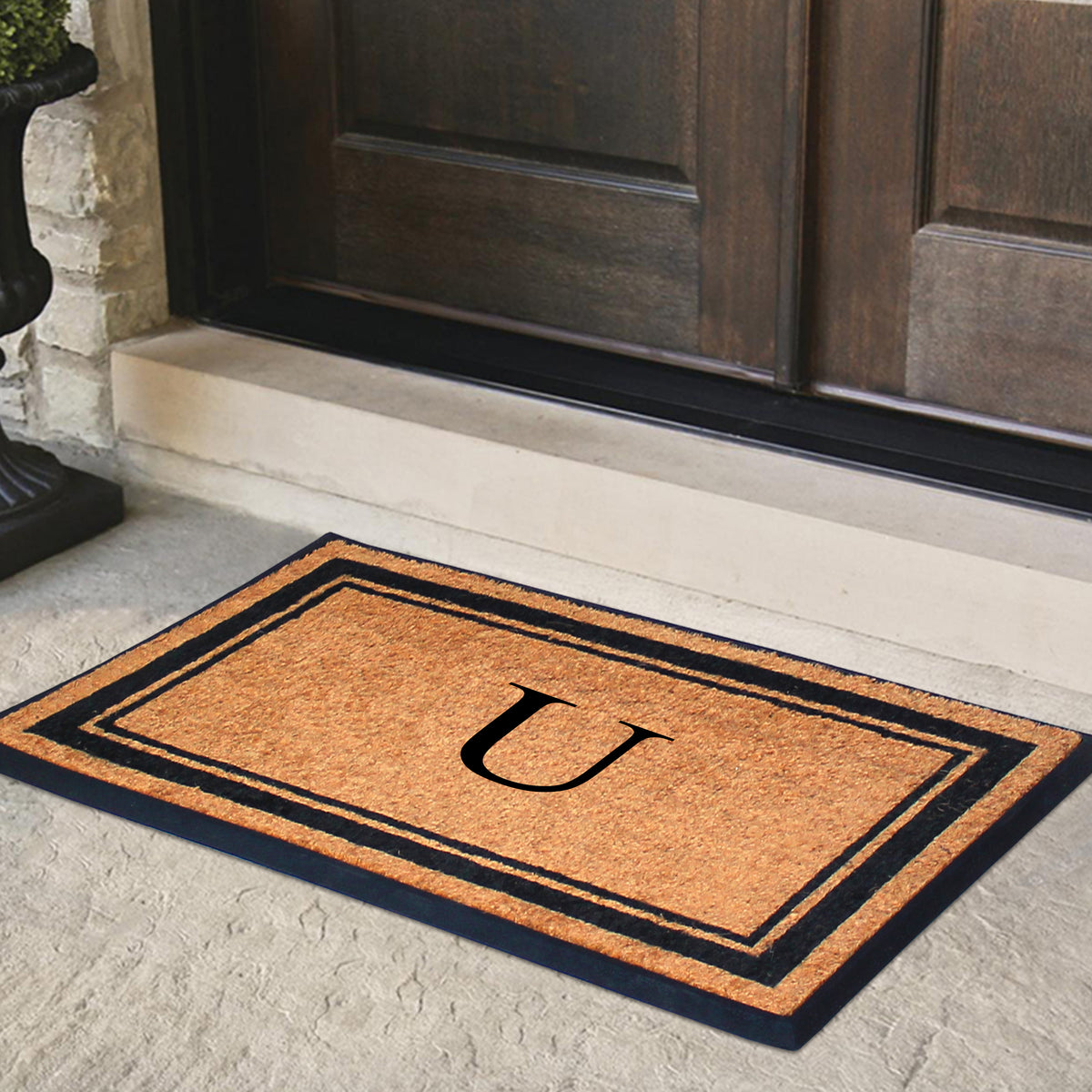 A1HC Personalized Monogram Rubber Coir Door Mat 30" x 48" – Custom Front Door Mat with Non-Slip Rubber Backing for Entryway, Porch & Patio