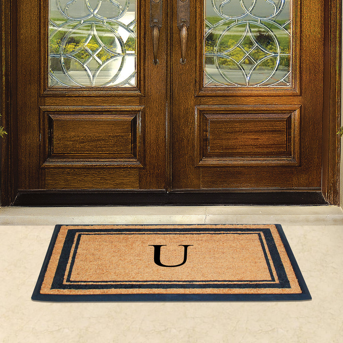 A1HC Personalized Monogram Rubber Coir Door Mat 30" x 48" – Custom Front Door Mat with Non-Slip Rubber Backing for Entryway, Porch & Patio