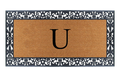 A1HC Natural Coir Monogrammed Outdoor Entrance Door Mat 30X60, Anti-Shed Treated Durable Doormat