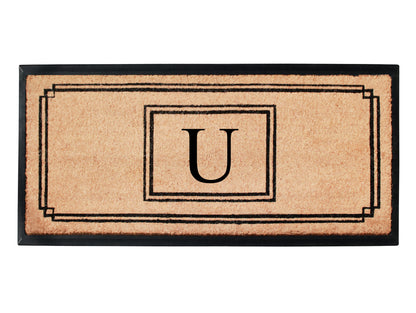 A1HC Natural Coir Monogrammed Heavy Duty Entrance Door Mat 24X48, Anti-Shed Treated Durable Doormat