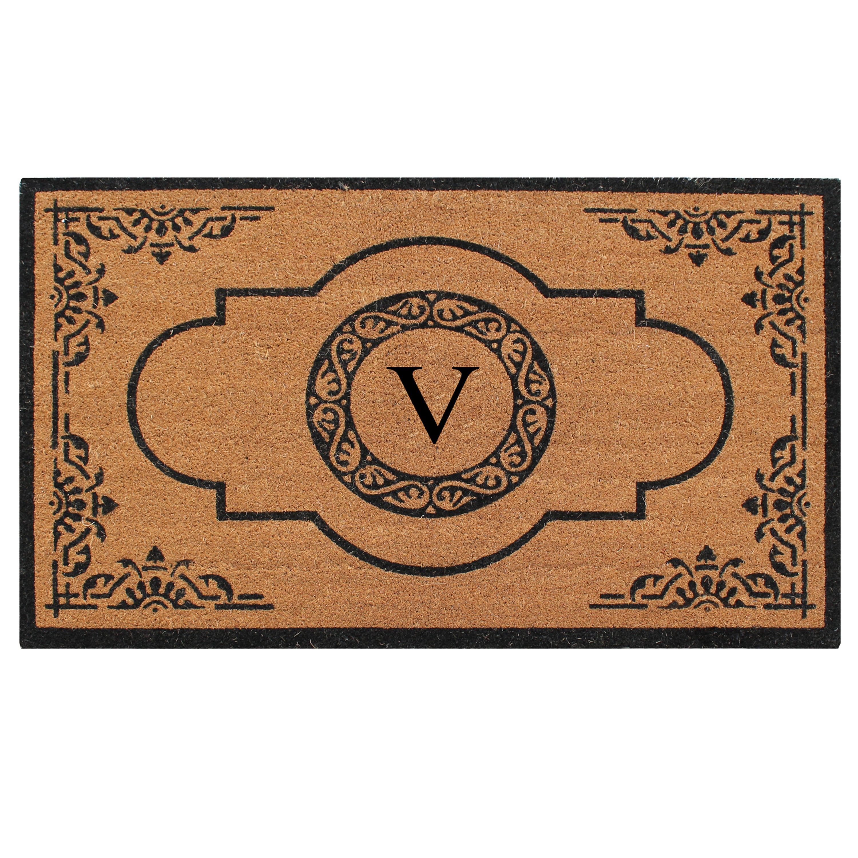 A1HC Personalized Monogram Coir Door Mat – Front Door Mat with Decorative Frame Design, PVC Backing Outdoor Entryway Doormat
