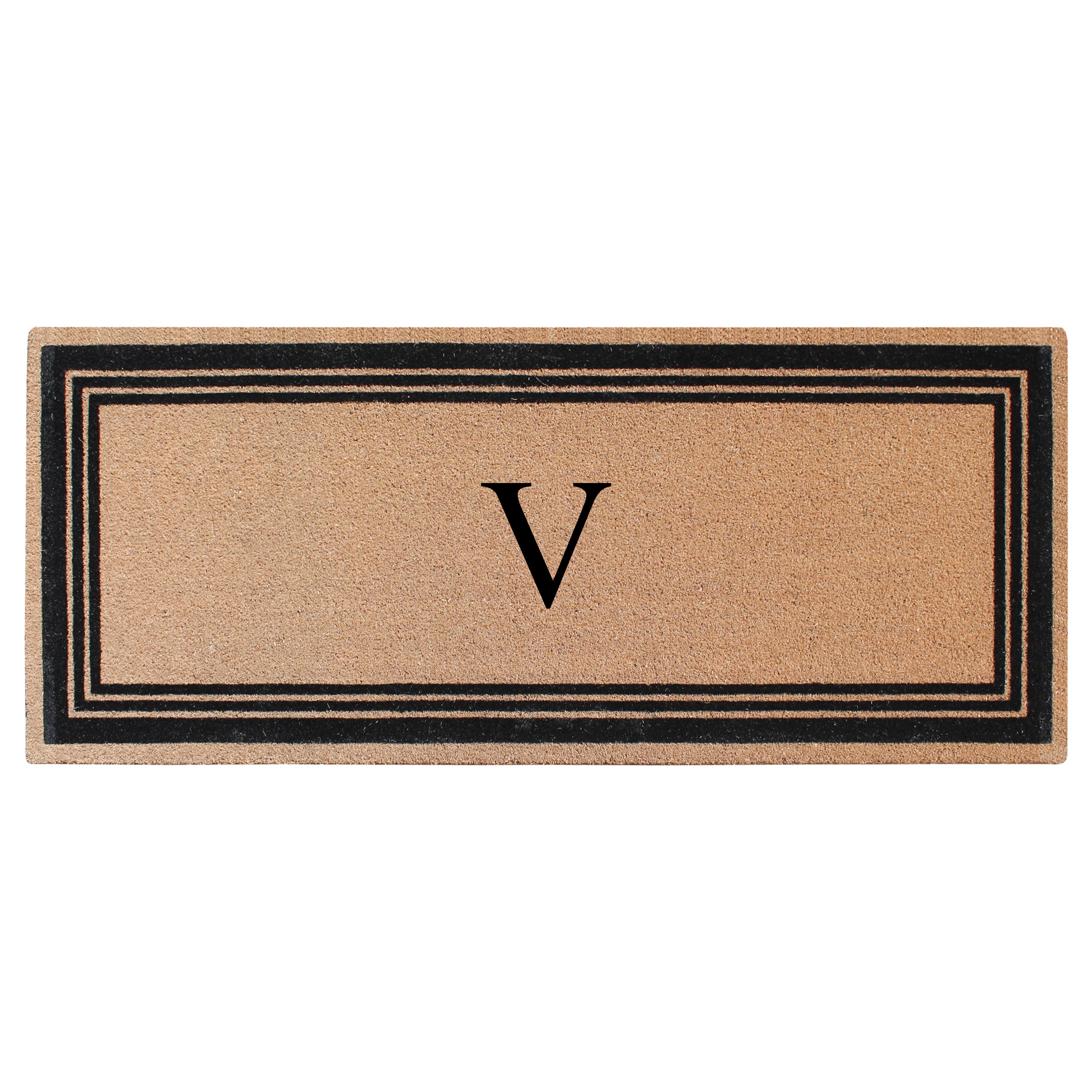 A1HC Personalized Monogrammed Coir Doormat – Classic Border Coco Fiber Outdoor Front Door Mat