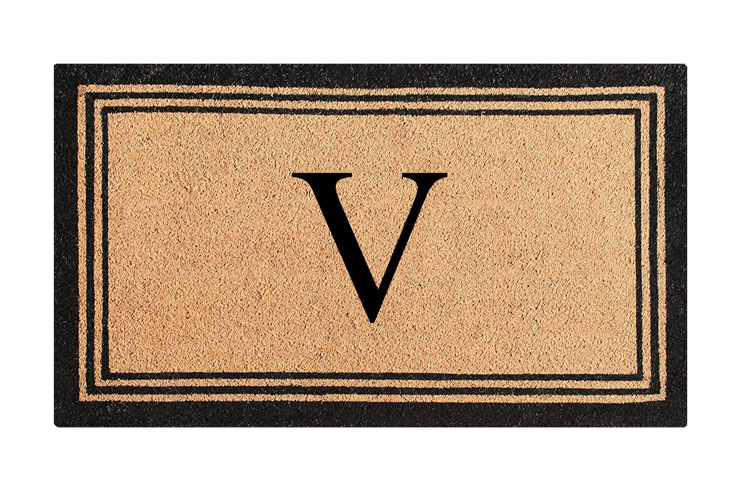 A1HC Personalized Monogram Coir Door Mat – Front Door Mat with Border Design, PVC Backing Outdoor Entryway Doormat