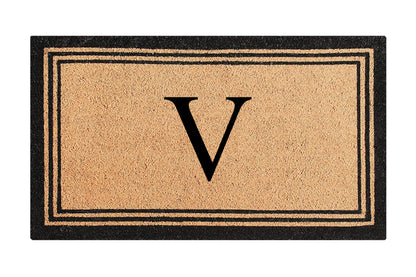 A1HC Personalized Monogram Coir Door Mat – Front Door Mat with Border Design, PVC Backing Outdoor Entryway Doormat