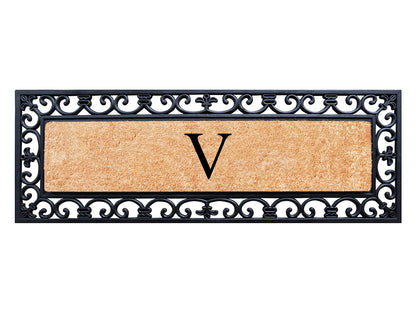 A1HC Rubber Coir Doormat For Outdoor Entrance, Anti-Shed Treated Front Door Mat 18x48, Monogrammed