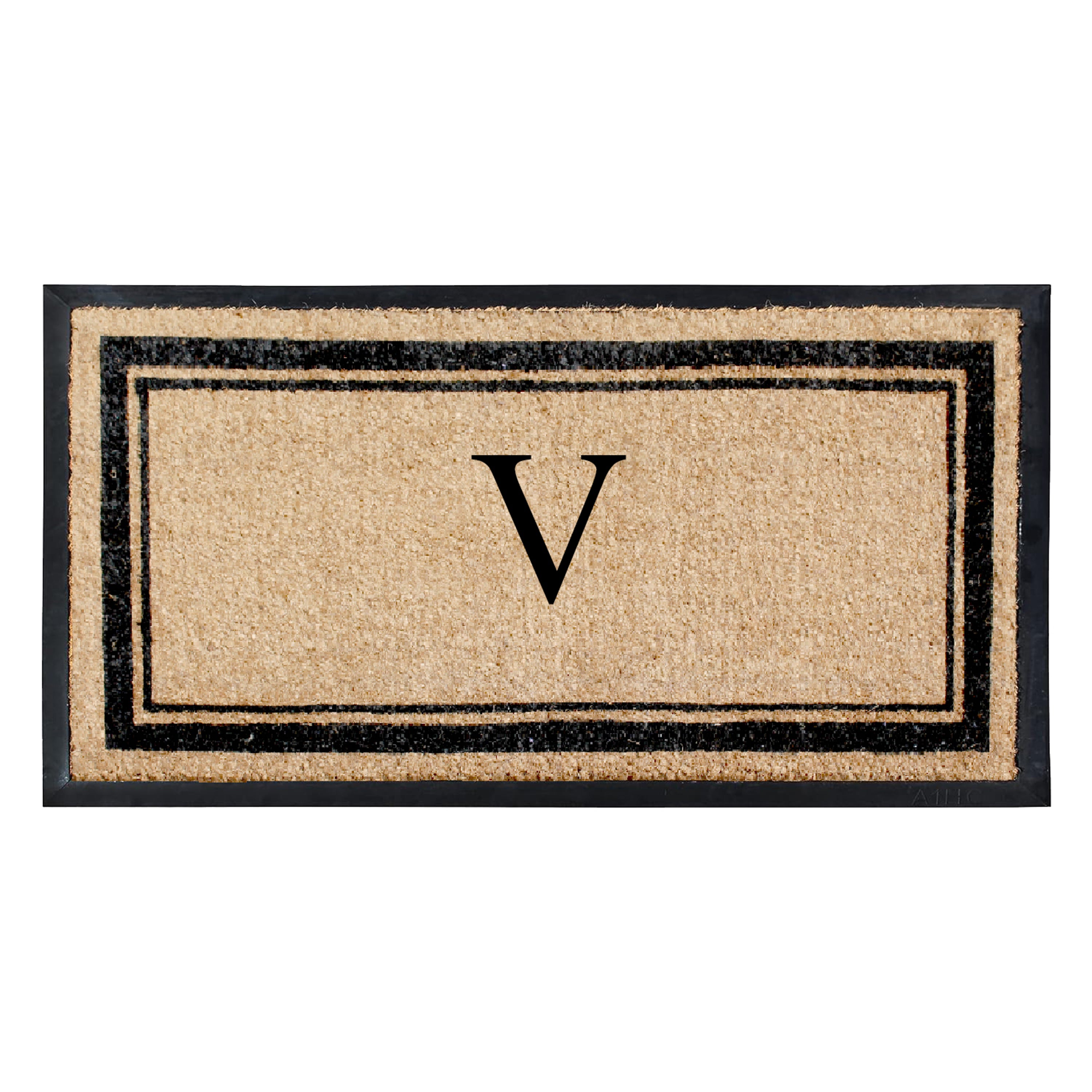 A1HC Luxury Monogrammed Natural Coir Doormat with Heavy-Duty Rubber Border