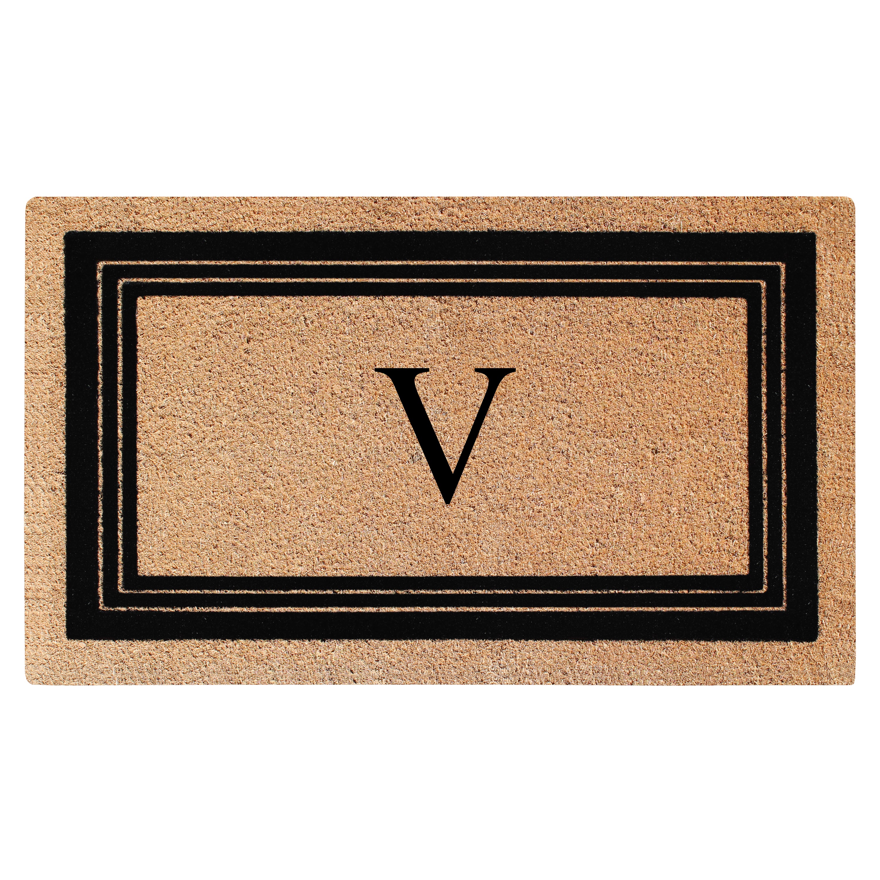 A1HC Personalized Monogrammed Coir Doormat 24" x 39" – Classic Border Coco Fiber Outdoor Front Door Mat