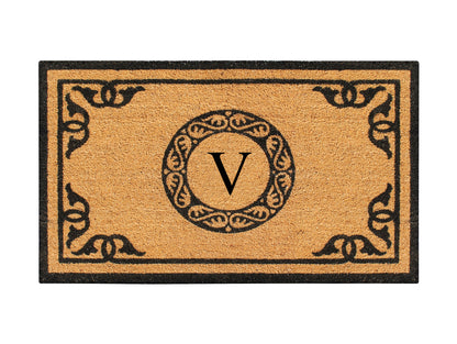 A1HC Natural Coir Door Mat 24x39, Anti-Shed Treated Durable Doormat for Outdoor Entrance Monogrammed