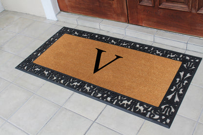 A1HC Natural Coir Monogrammed Outdoor Entrance Door Mat 30X60, Anti-Shed Treated Durable Doormat
