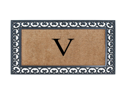 A1HC Natural Rubber & Coir 30x48, Monogrammed Doormat For Outdoor Entrance, Anti-Shed Treated Mat