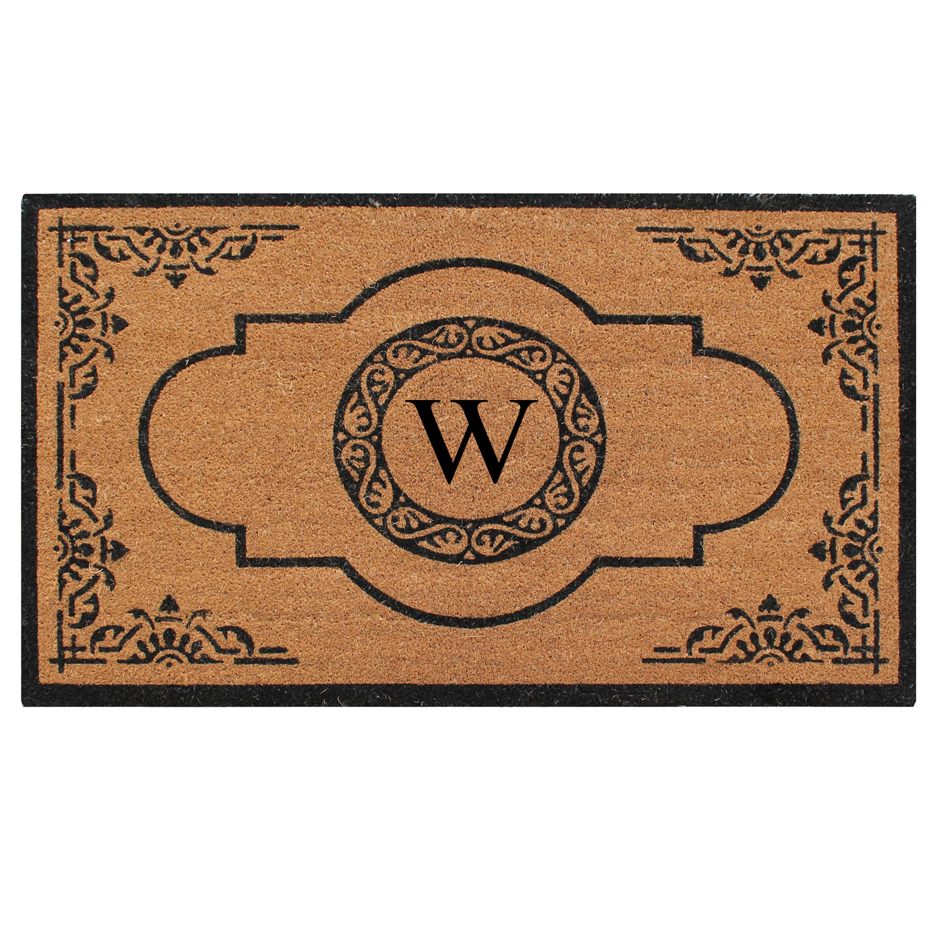 A1HC Personalized Monogram Coir Door Mat – Front Door Mat with Decorative Frame Design, PVC Backing Outdoor Entryway Doormat