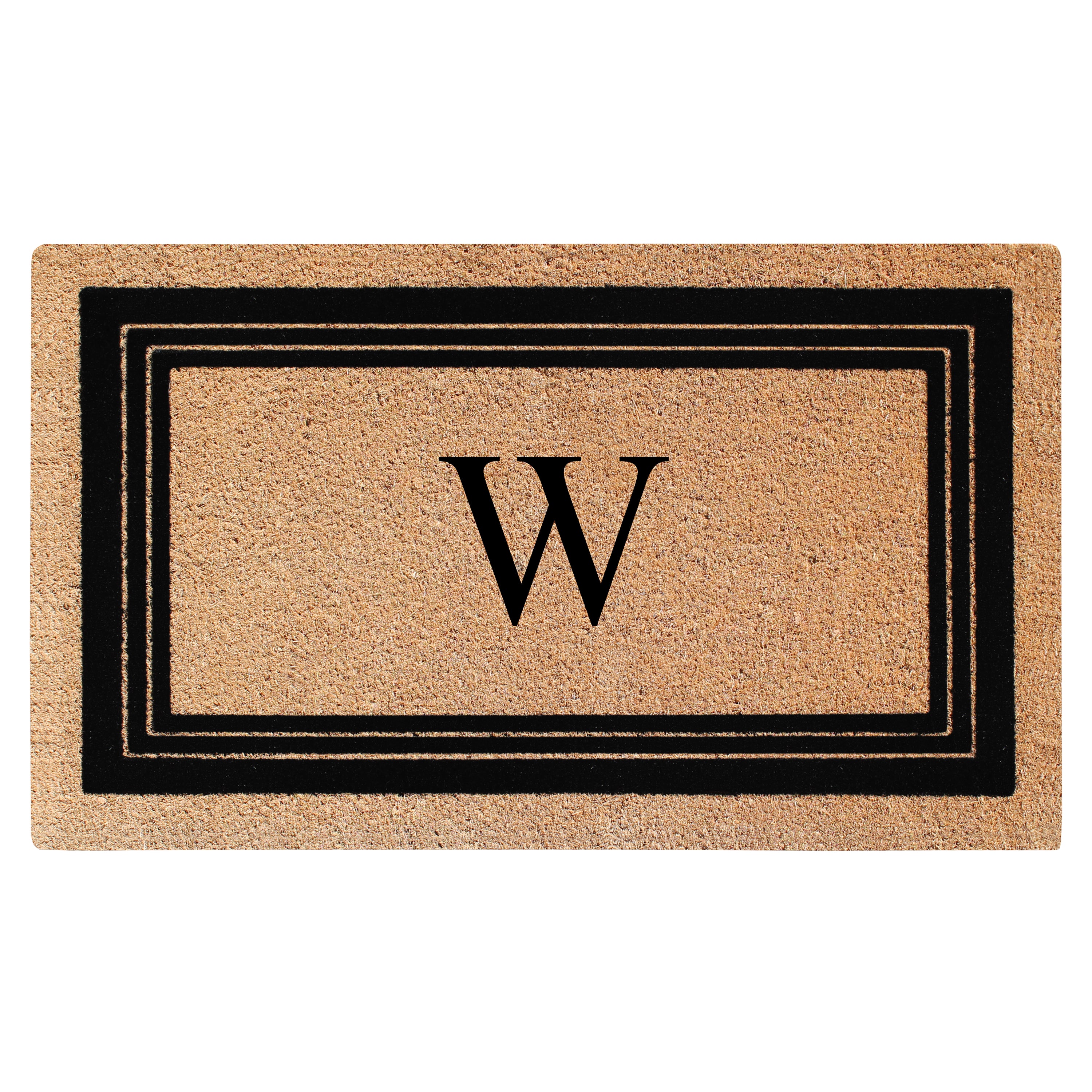 A1HC Personalized Monogrammed Coir Doormat 24" x 39" – Classic Border Coco Fiber Outdoor Front Door Mat