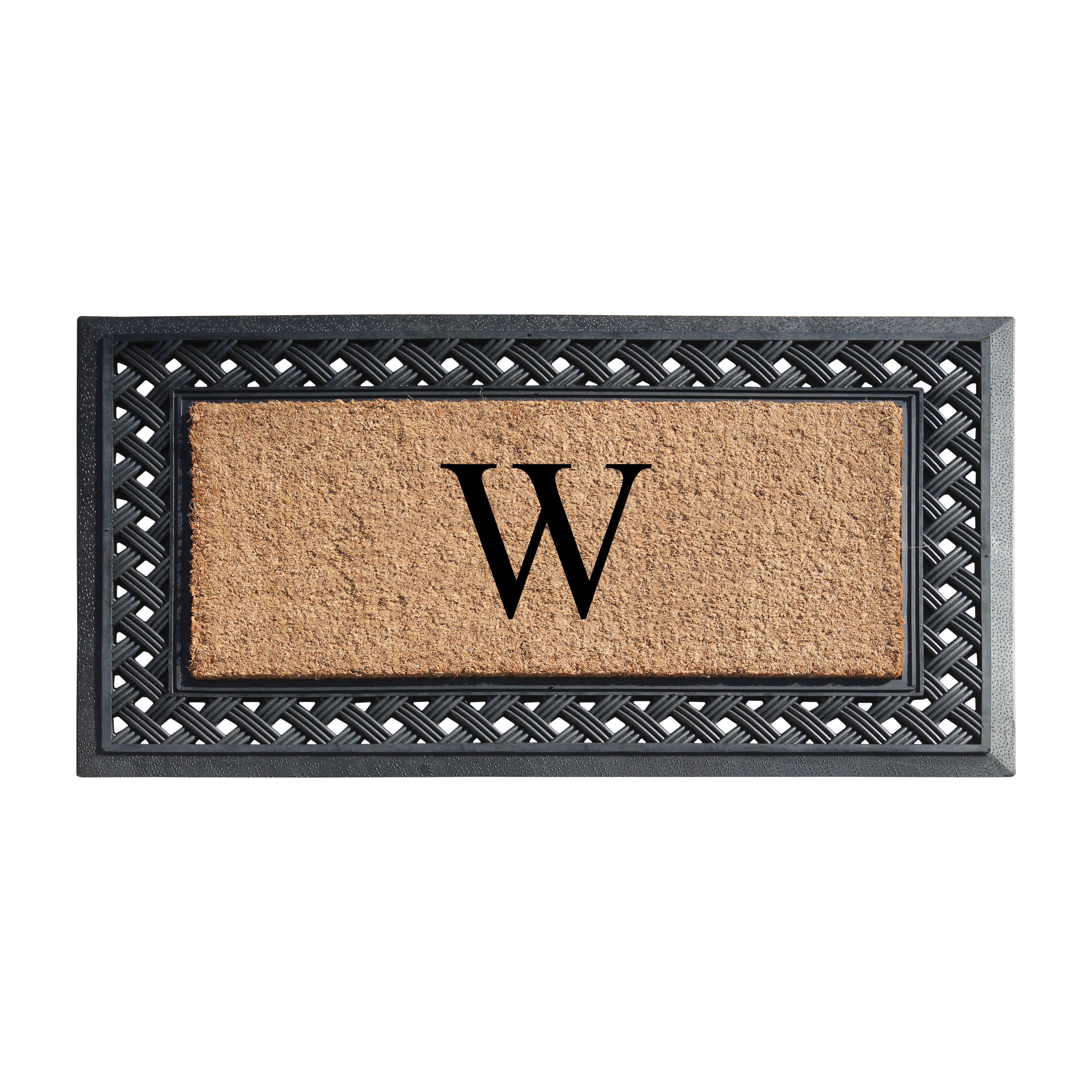A1HC Personalized Monogram Coir Door Mat with Decorative Rubber Frame Outdoor Entry Mat 23" x 38"