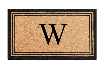 A1HC Personalized Monogram Coir Door Mat – Front Door Mat with Border Design, PVC Backing Outdoor Entryway Doormat