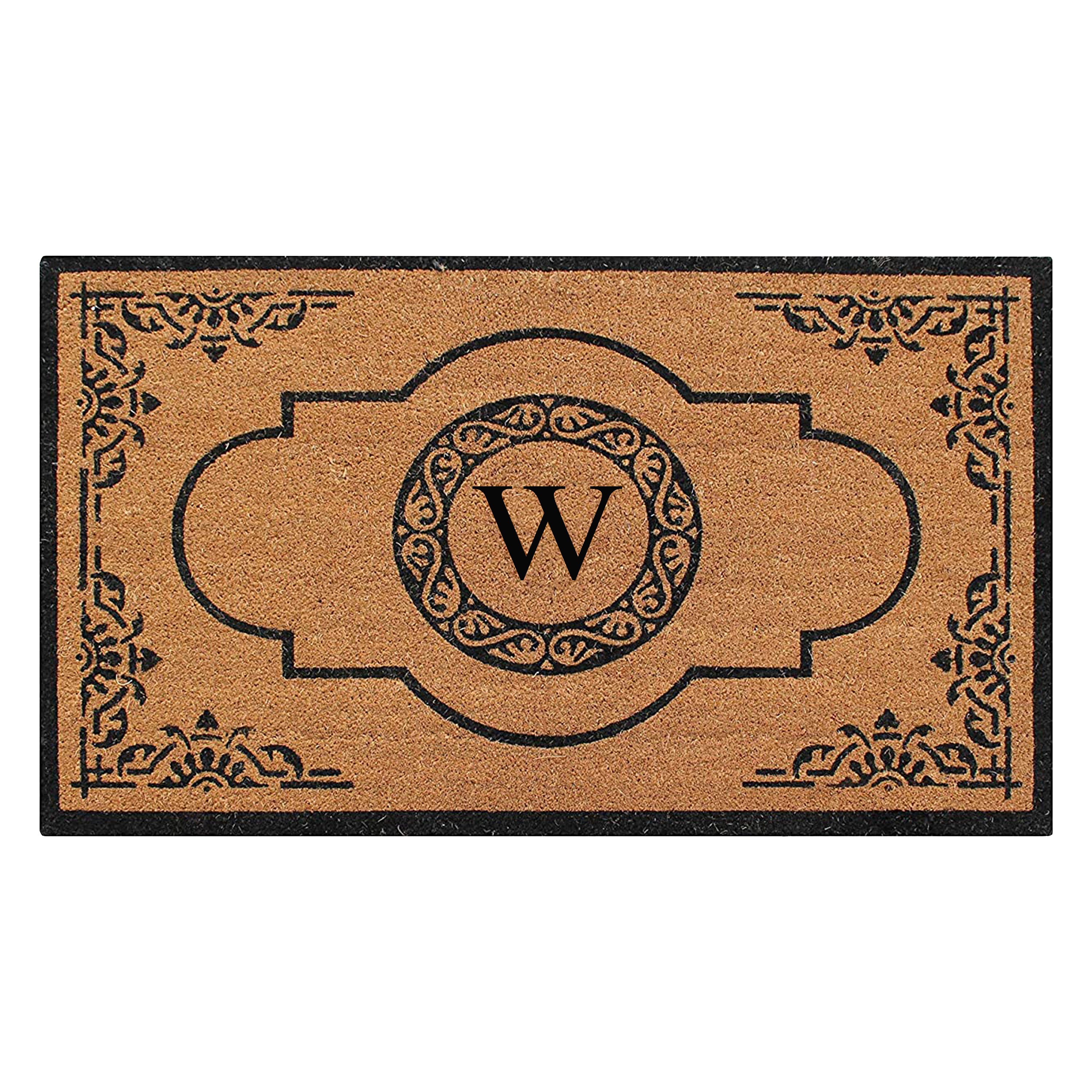A1HC Personalized Monogram Coir Door Mat – Front Door Mat with Decorative Frame Design, PVC Backing Outdoor Entryway Doormat