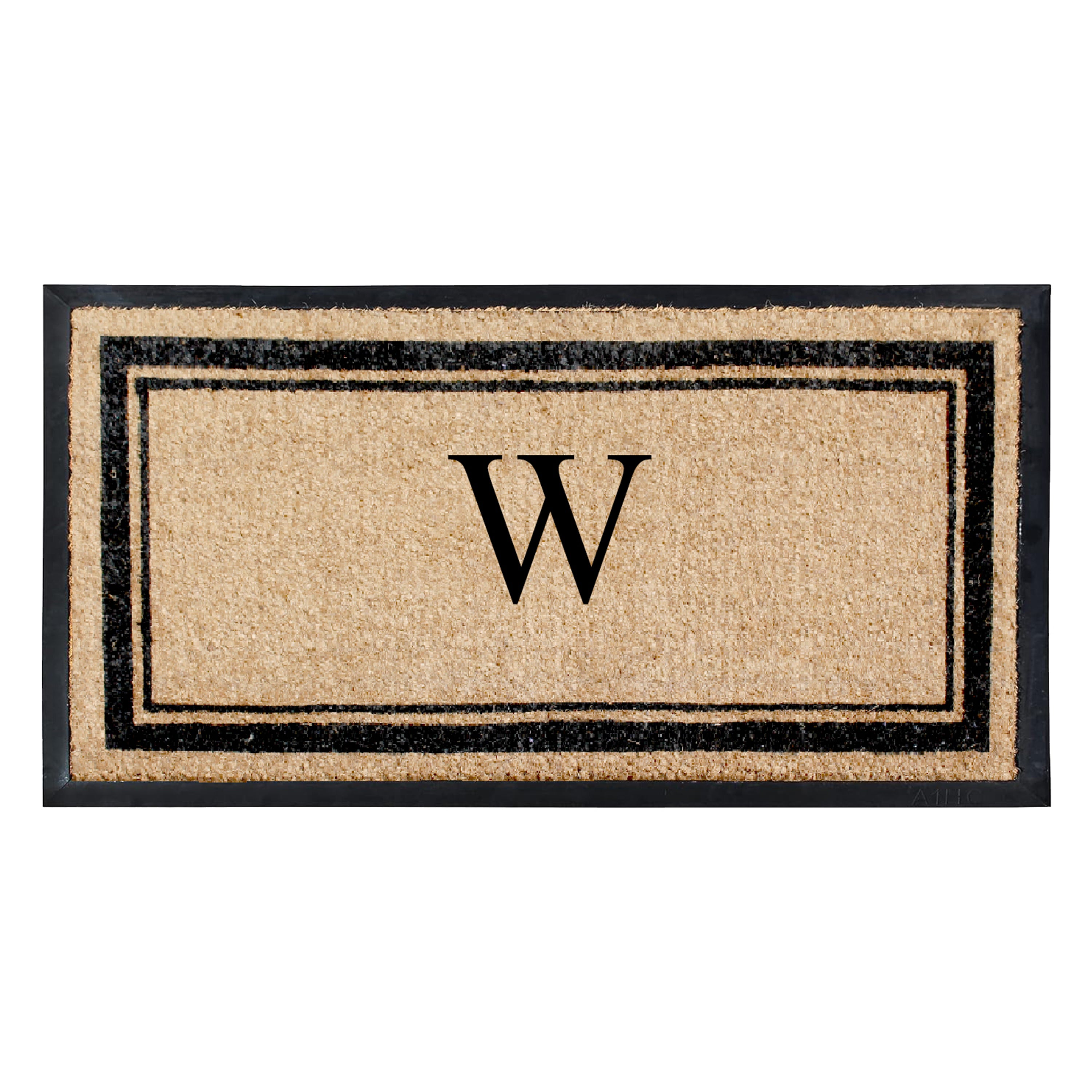 A1HC Luxury Monogrammed Natural Coir Doormat with Heavy-Duty Rubber Border