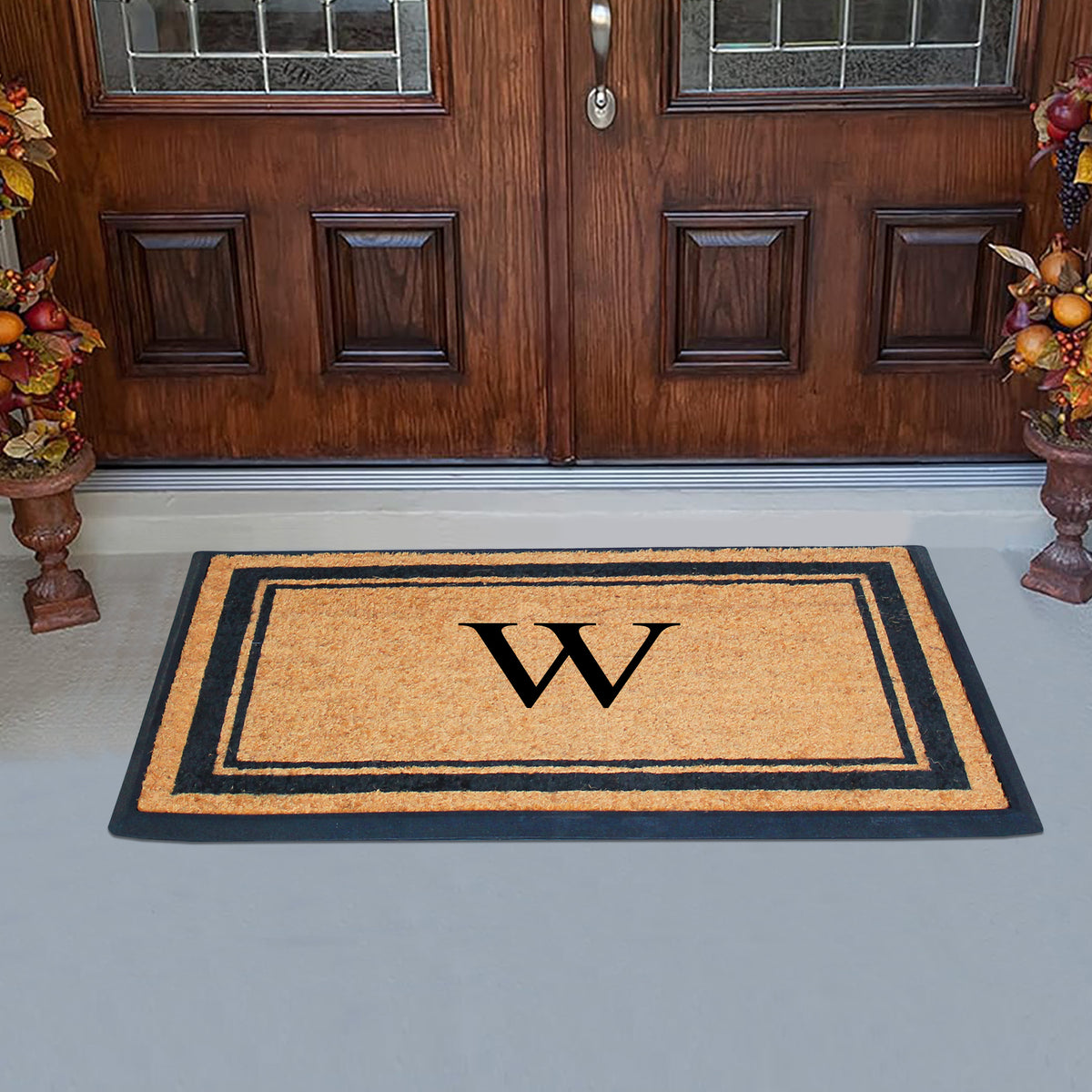 A1HC Personalized Monogram Rubber Coir Door Mat 30" x 48" – Custom Front Door Mat with Non-Slip Rubber Backing for Entryway, Porch & Patio