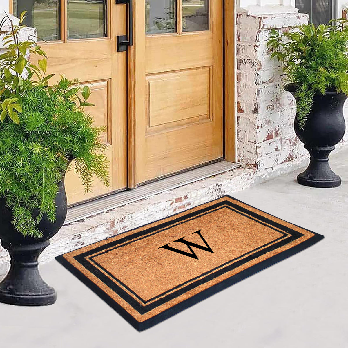 A1HC Personalized Monogram Rubber Coir Door Mat 30" x 48" – Custom Front Door Mat with Non-Slip Rubber Backing for Entryway, Porch & Patio