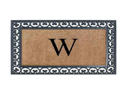 A1HC Natural Rubber & Coir 30x48, Monogrammed Doormat For Outdoor Entrance, Anti-Shed Treated Mat