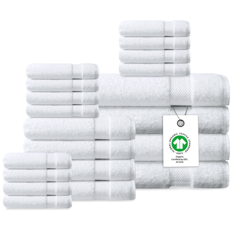 Delara Organic Cotton Luxuriously Plush Bath Towel Set, GOTS & Oeko-TEX Certified, 650 GSM Long Staple, Soft, Quick Dry & Ultra-Absorbent