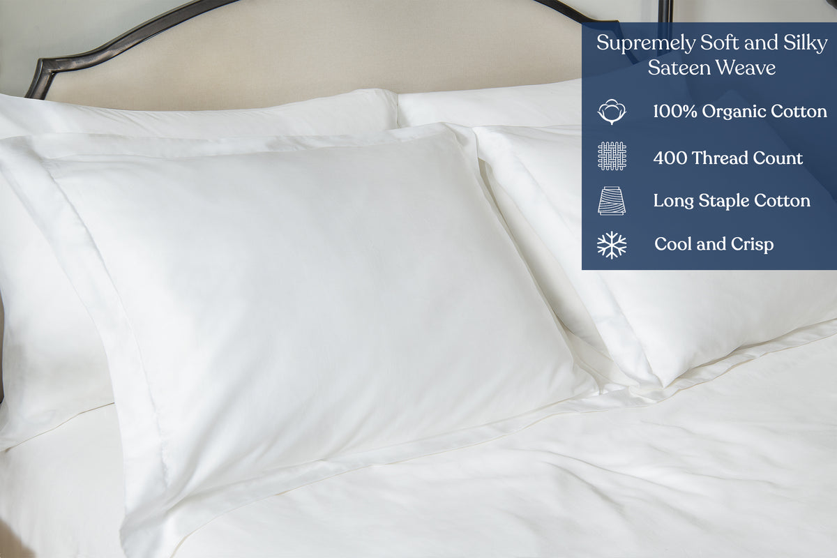 Delara GOTS Certified 100% Organic Cotton Duvet Cover Set 400TC, Moisture-Wicking, Smooth & Breathable Duvet for Hot Sleepers
