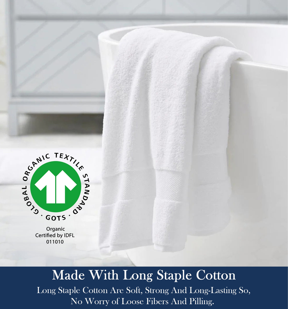 Delara Organic Cotton Luxuriously Plush Bath Sheet, GOTS & Oeko-TEX Certified, Soft, Quick Dry & Ultra-Absorbent 36"x70"