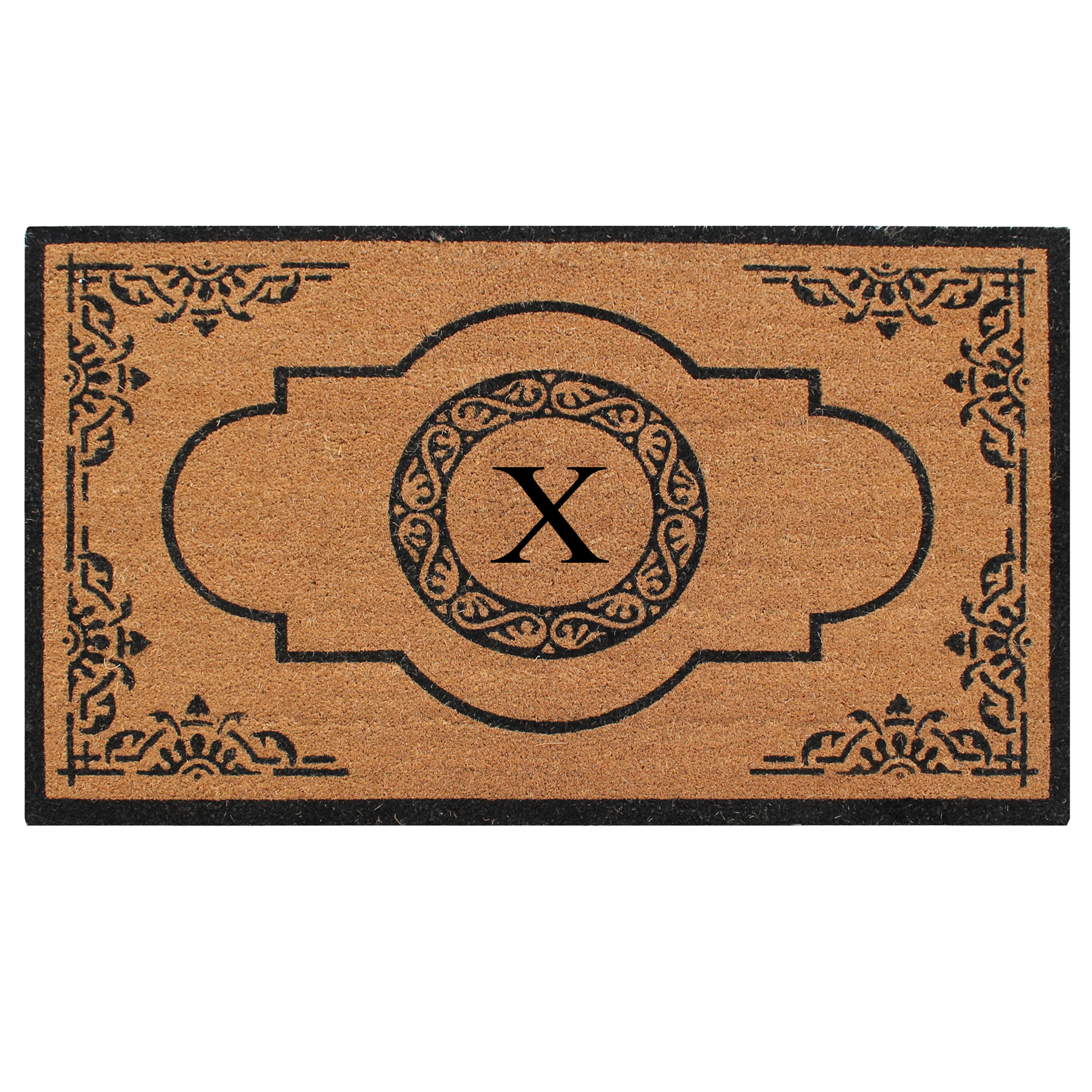 A1HC Personalized Monogram Coir Door Mat – Front Door Mat with Decorative Frame Design, PVC Backing Outdoor Entryway Doormat