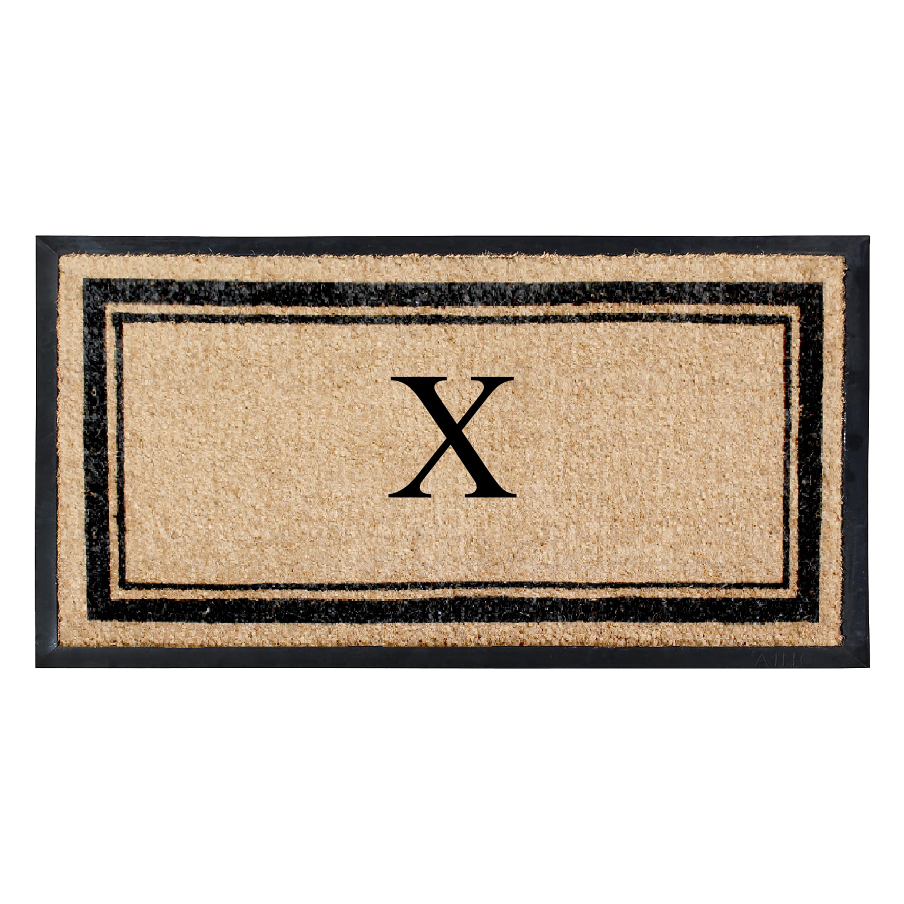 A1HC Luxury Monogrammed Natural Coir Doormat with Heavy-Duty Rubber Border