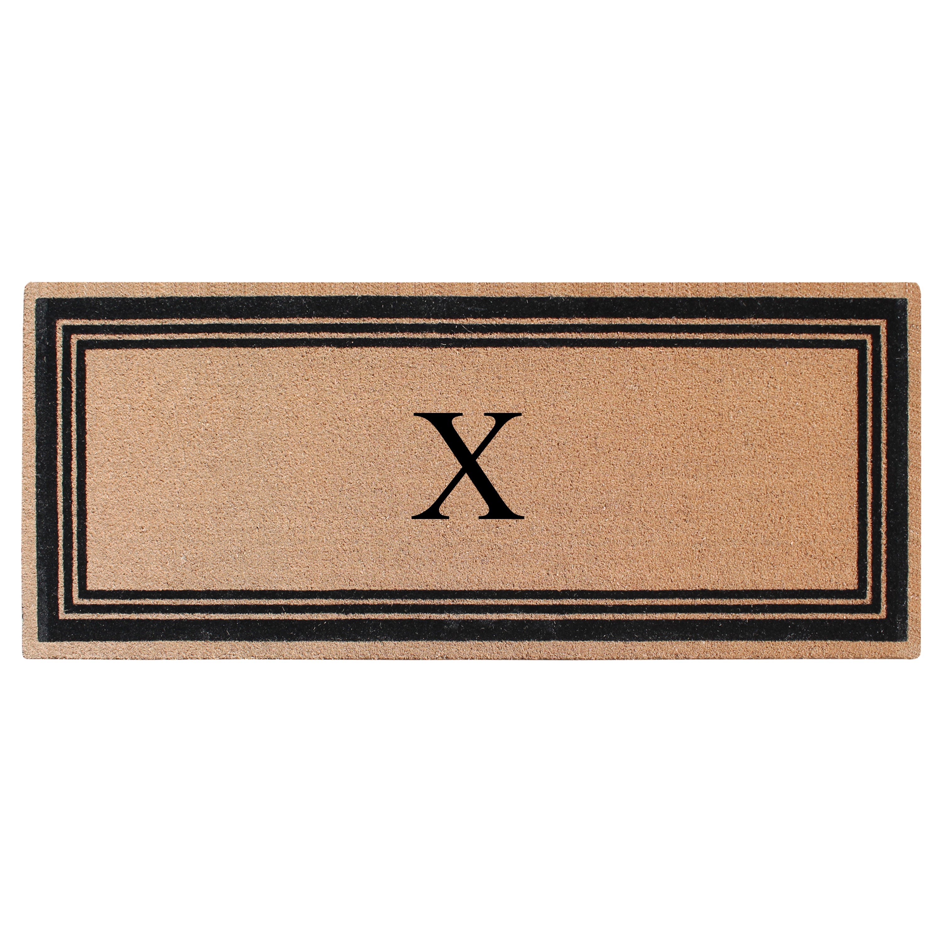 A1HC Personalized Monogrammed Coir Doormat – Classic Border Coco Fiber Outdoor Front Door Mat