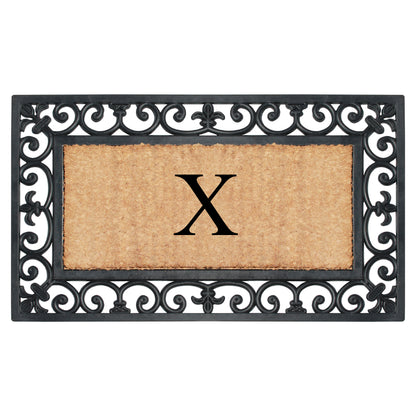 A1HC Natural Rubber & Coir 18x30, Monogrammed Doormat For Outdoor Entrance, Anti-Shed Treated Mat