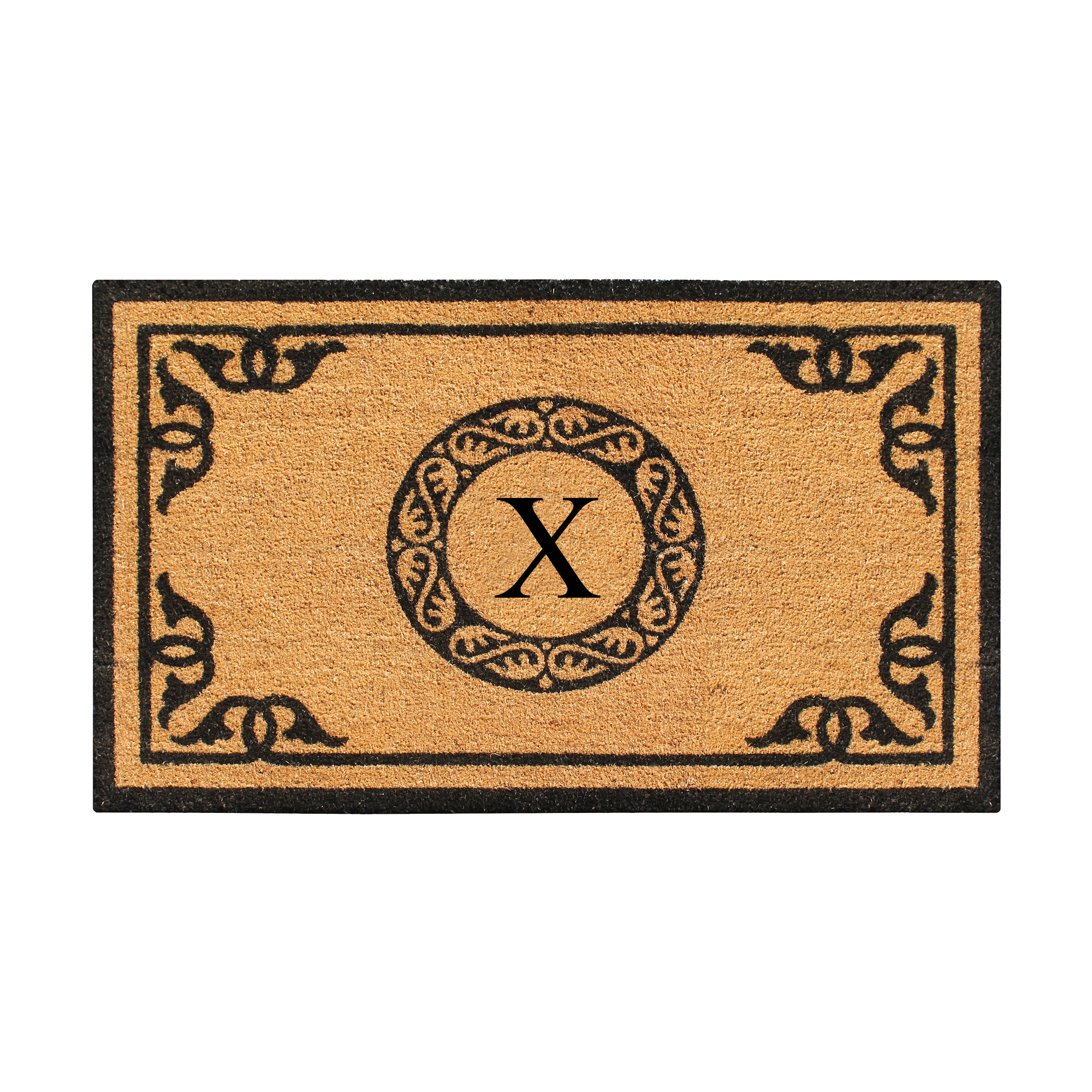 A1HC Personalized Monogram Coir Door Mat – Front Door Mat with Decorative Border, PVC Backing Outdoor Entryway Doormat
