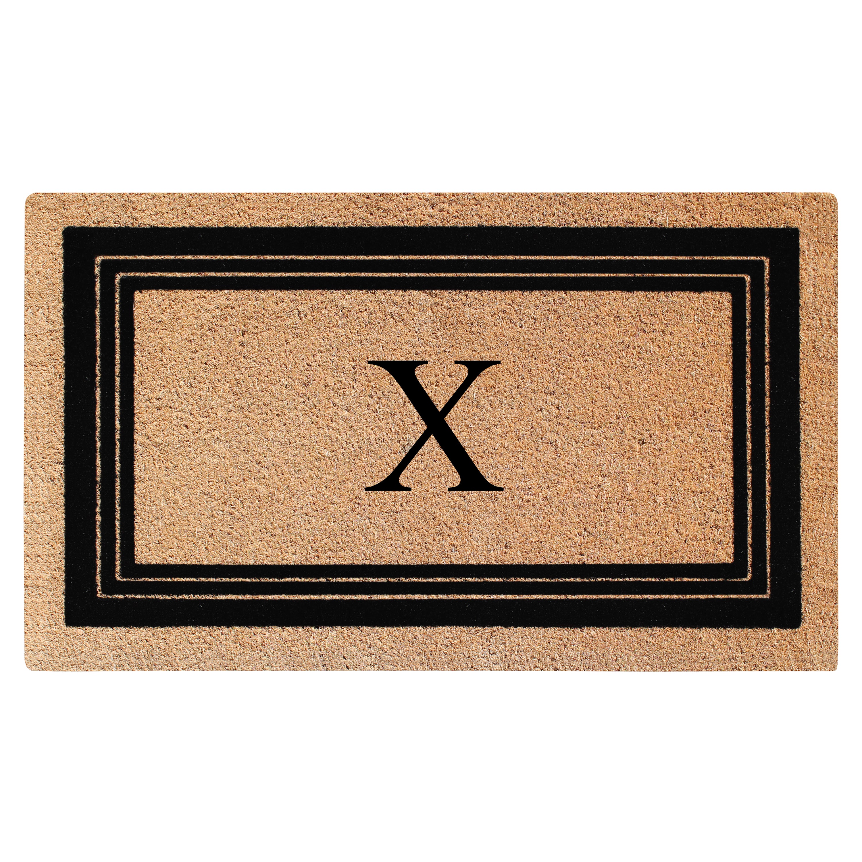 A1HC Personalized Monogrammed Coir Doormat 24" x 39" – Classic Border Coco Fiber Outdoor Front Door Mat