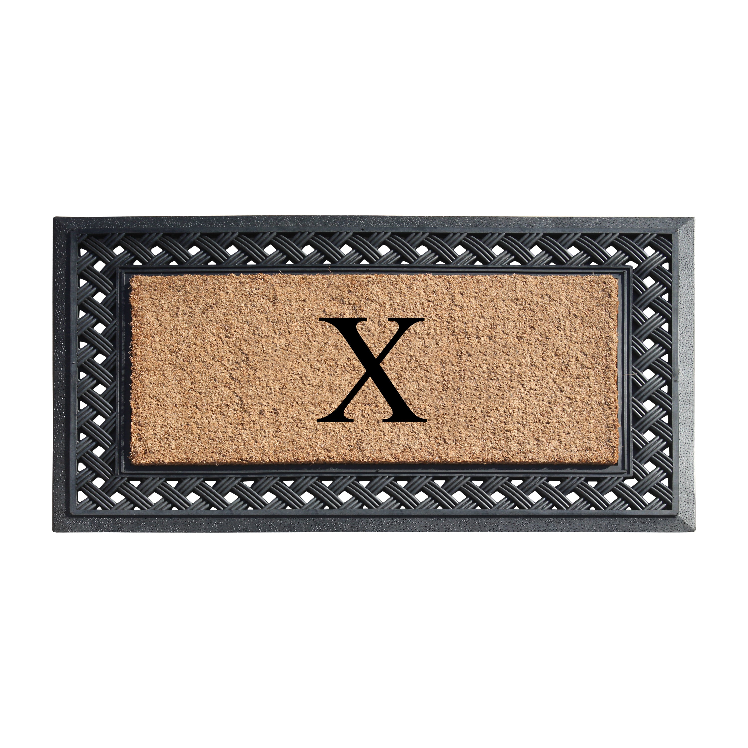 A1HC Personalized Monogram Coir Door Mat with Decorative Rubber Frame Outdoor Entry Mat 23" x 38"