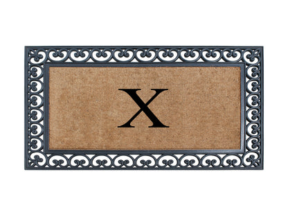 A1HC Natural Rubber & Coir 30x48, Monogrammed Doormat For Outdoor Entrance, Anti-Shed Treated Mat