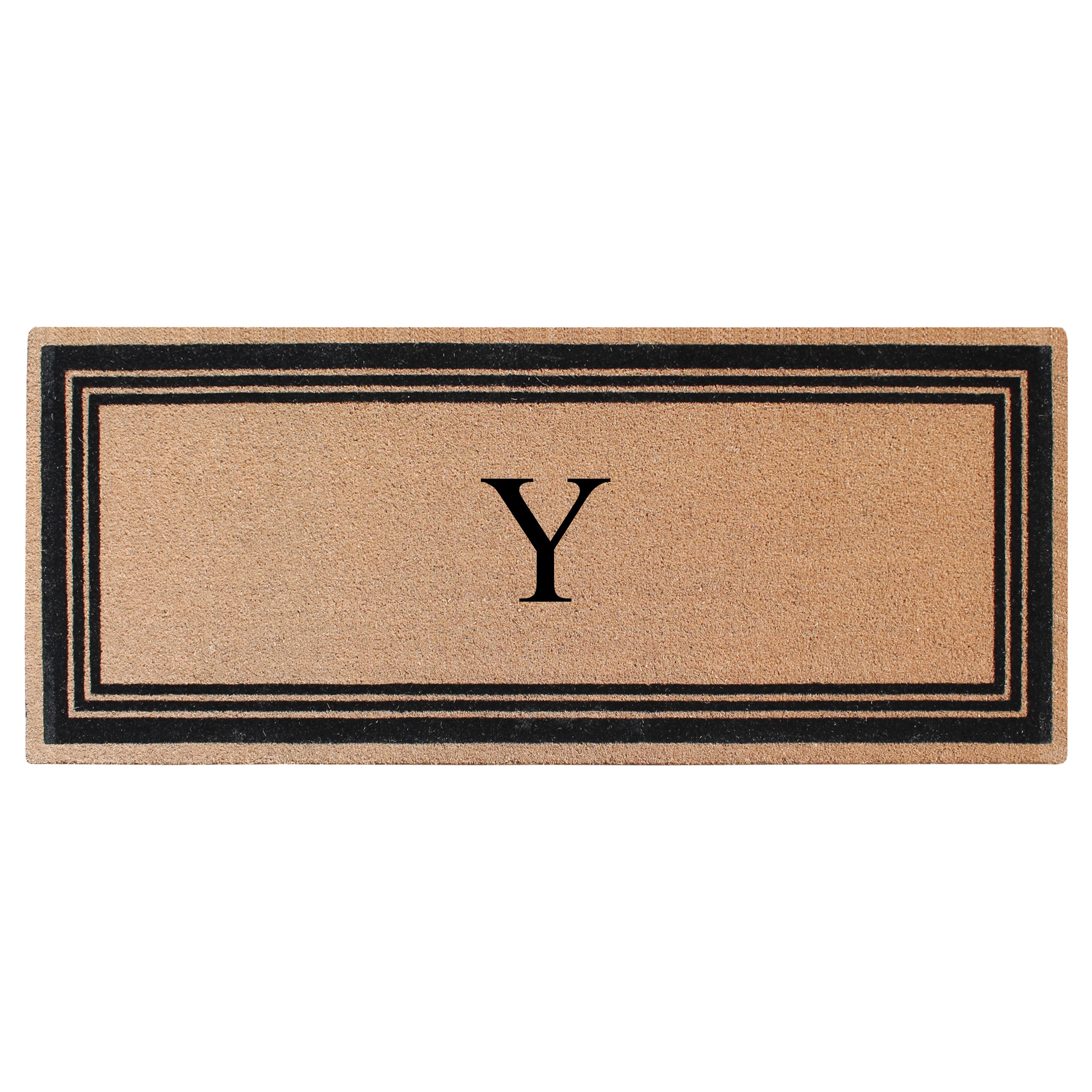 A1HC Personalized Monogrammed Coir Doormat – Classic Border Coco Fiber Outdoor Front Door Mat