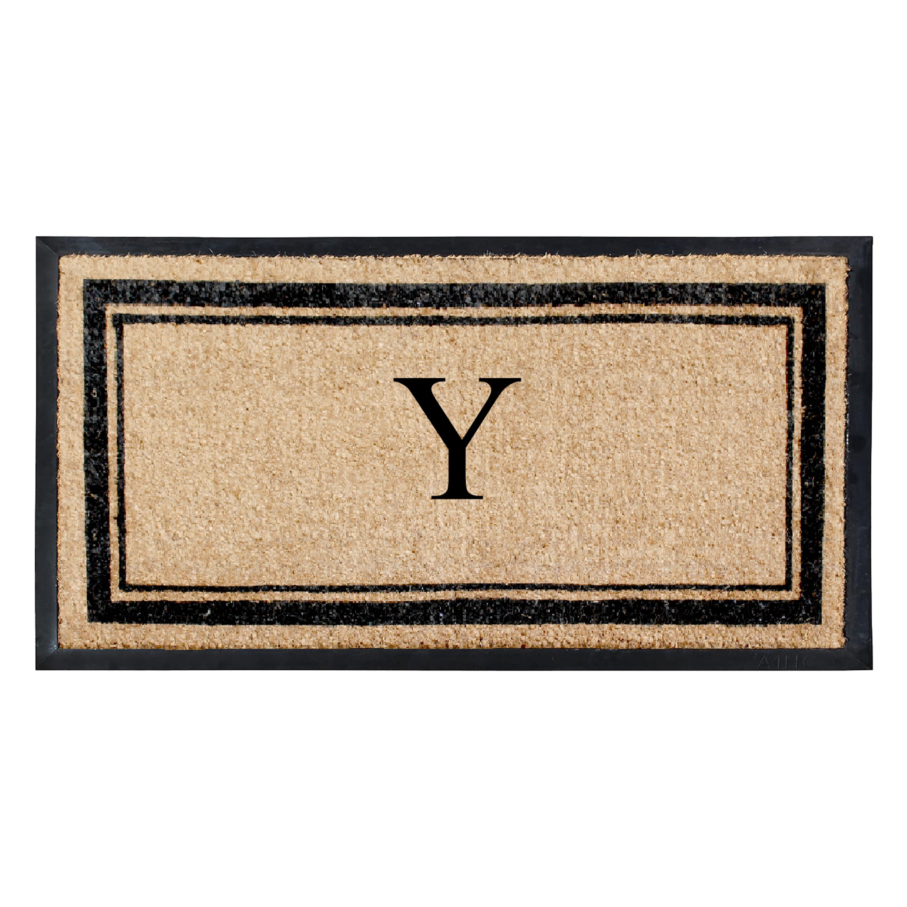 A1HC Luxury Monogrammed Natural Coir Doormat with Heavy-Duty Rubber Border